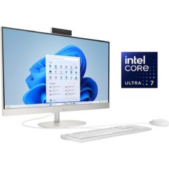 HP All-in-One Desktop AI 27-cr2047ne AIO PC D2LL1EA Intel Core Ultra 7 255U Up to 52GHz 12 Cores 8GB DDR5 Upgradable 512GB SSD 27 FHD IPS Wi-Fi 6 BT 54 with Keyboard Mouse - Shell White