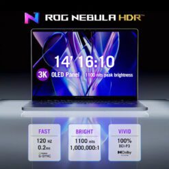 Alternative view of ASUS ROG Zephyrus G14 OLED Laptop AMD Ryzen AI 9 465 NVIDIA RTX 5060 8GB GDDR7 16GB LPDDR5X 1TB PCIe 40 SSD 14 3K OLED Nebula HDR 120Hz WiFi 7 73Wh Battery Platinum White