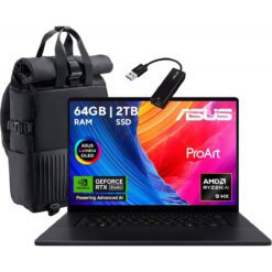ASUS ProArt P16 Design Laptop AMD Ryzen AI 9 HX 370 NVIDIA RTX 5070 8GB GDDR7 64GB LPDDR5X 2TB PCIe 40 SSD 16 3K OLED HDR True Black 500 Touch WiFi 7 90Wh Battery Windows 11 Home - Nano Black