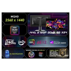 Alternative view of MSI 27 MAG 272QP QD-OLED X24 Gaming Monitor 240Hz 003ms WQHD 2K Adaptive-Sync