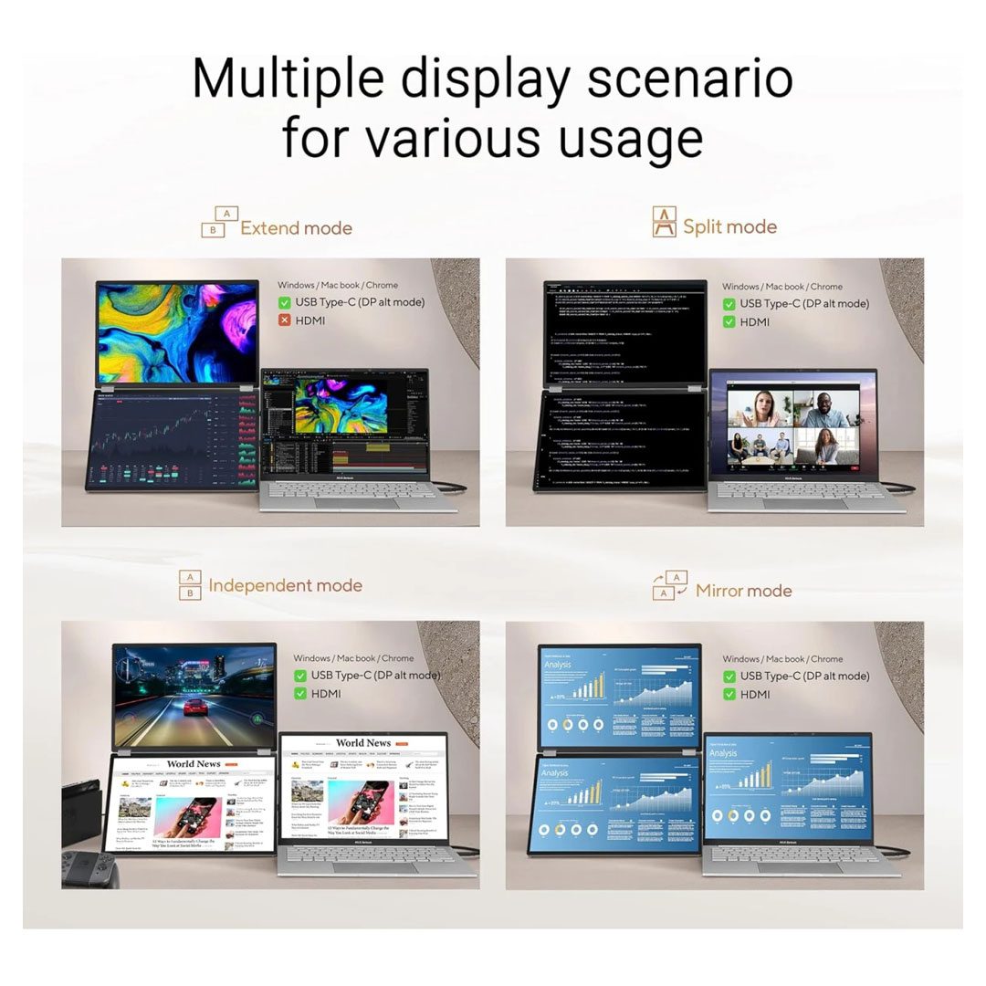 ASUS MQ149CD ZenScreen Duo OLED 360 Foldable Portable Monitor Dual 14-inch OLED 19201200 DisplayHDR 400 True Black 100 DCI-P3 ASUS MQ149CD ZenScreen Duo OLED 360 Foldable Portable Monitor Dual 14-inch OLED 19201200 DisplayHDR 400 True Black 100 DCI-P3 - Image 6