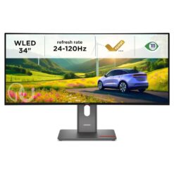 Lenovo ThinkVision P34WD-40 34 Ultrawide WQHD USB-C Docking Monitor 120Hz 140W Power Delivery 98 DCI-P3