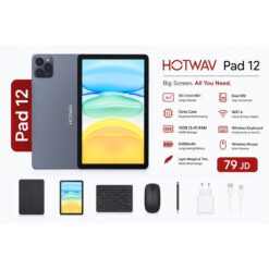 HOTWAV Pad 12 - 101 HD Android 15 Tablet 120Hz Display OctaCore Processor 39GB RAM 64GB ROM 6580mAh Battery Dual 4G SIM WiFi 6 Bluetooth 54 Grey