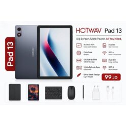 HOTWAV Pad 13 - 101 HD Android 16 Tablet 120Hz Display OctaCore Processor 4GB8GB RAM 128GB ROM 6580mAh Battery Dual 4G SIM WiFi Bluetooth 52 Grey