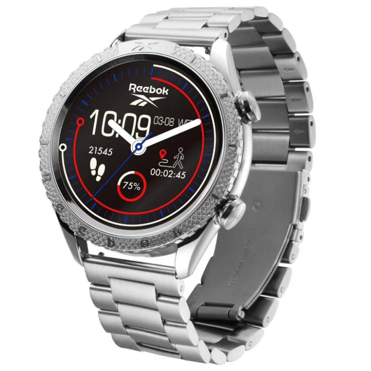 Reebok Ultru1 Smart Watch 143 AMOLED Display Rotating Bezel AI Features IP68 Water Resistance Silver Reebok Ultru1 Smart Watch 143 AMOLED Display Rotating Bezel AI Features IP68 Water Resistance Silver