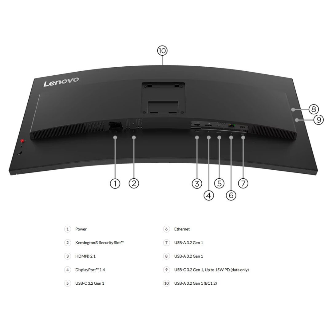 Lenovo ThinkVision T34WD-40 34 Curved Ultrawide Monitor WQHD 34401440 120Hz USB-C Docking 100W 1500R Lenovo ThinkVision T34WD-40 34 Curved Ultrawide Monitor WQHD 34401440 120Hz USB-C Docking 100W 1500R - Image 5