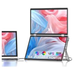 V2COM M2 156 IPS Full HD Triple Screen Extender Portable Folding Monitor 19201080 60Hz Built-In Speakers VESA Mountable