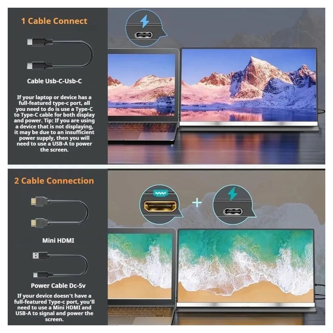V2COM P4 156 IPS Full HD Portable Monitor Dual Screen USB-C Mini HDMI Anti-Glare V2COM P4 156 IPS Full HD Portable Monitor Dual Screen USB-C Mini HDMI Anti-Glare - Image 4