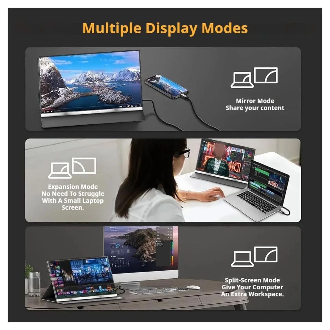 V2COM P4 156 IPS Full HD Portable Monitor Dual Screen USB-C Mini HDMI Anti-Glare V2COM P4 156 IPS Full HD Portable Monitor Dual Screen USB-C Mini HDMI Anti-Glare - Image 6