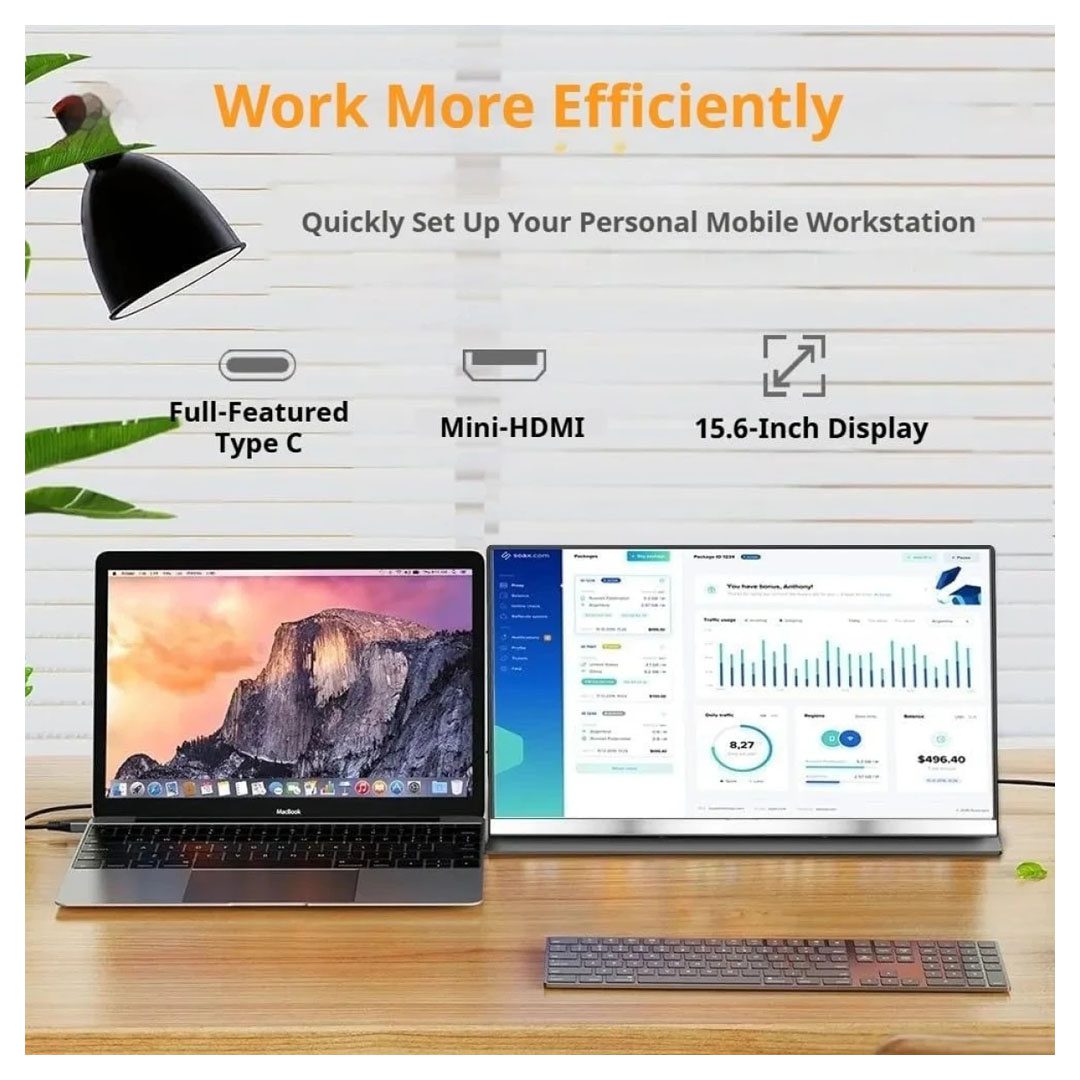 V2COM P4 156 IPS Full HD Portable Monitor Dual Screen USB-C Mini HDMI Anti-Glare V2COM P4 156 IPS Full HD Portable Monitor Dual Screen USB-C Mini HDMI Anti-Glare - Image 7