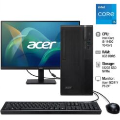 Acer Veriton S2722G Commercial Desktop PC Bundle Intel Core i5-14400 10-Core 8GB DDR5 RAM 512GB NVMe PCIe 40 SSD Wi-Fi 6 Bluetooth 53 Acer EK241Y P6 238 FHD IPS 100Hz Monitor FreeSync Speakers 3 Years Warranty Acer Veriton S2722G Commercial Desktop PC Bundle Intel Core i5-14400 10-Core 8GB DDR5 RAM 512GB NVMe PCIe 40 SSD Wi-Fi 6 Bluetooth 53 Acer EK241Y P6 238 FHD IPS 100Hz Monitor FreeSync Speakers 3 Years Warranty