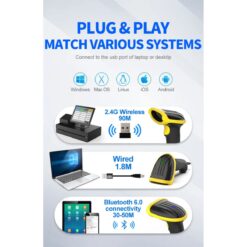 Alternative view of GTCODESTAR X-378D - Dual Interface Wireless 2D QR Code Scanner Gun Portable Rugged Long Battery Life - 1D 2D Barcode Bluetooth 24Ghz USB
