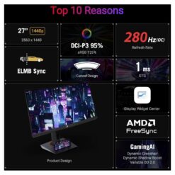 Alternative view of ASUS ROG Strix XG27WCMS 27 Curved QHD 2K Gaming Monitor 280Hz 1ms AMD FreeSync USB Type-C